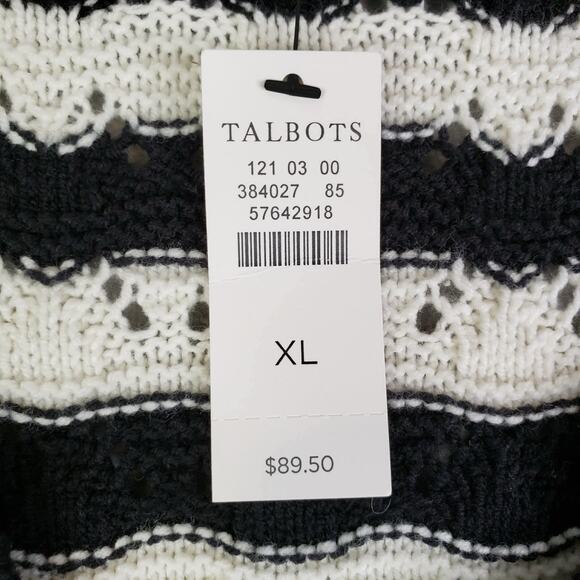 Talbots Sweater Womens Size XL Open Knit Short Sleeve Coastal Stripe New - Picture 8 of 10